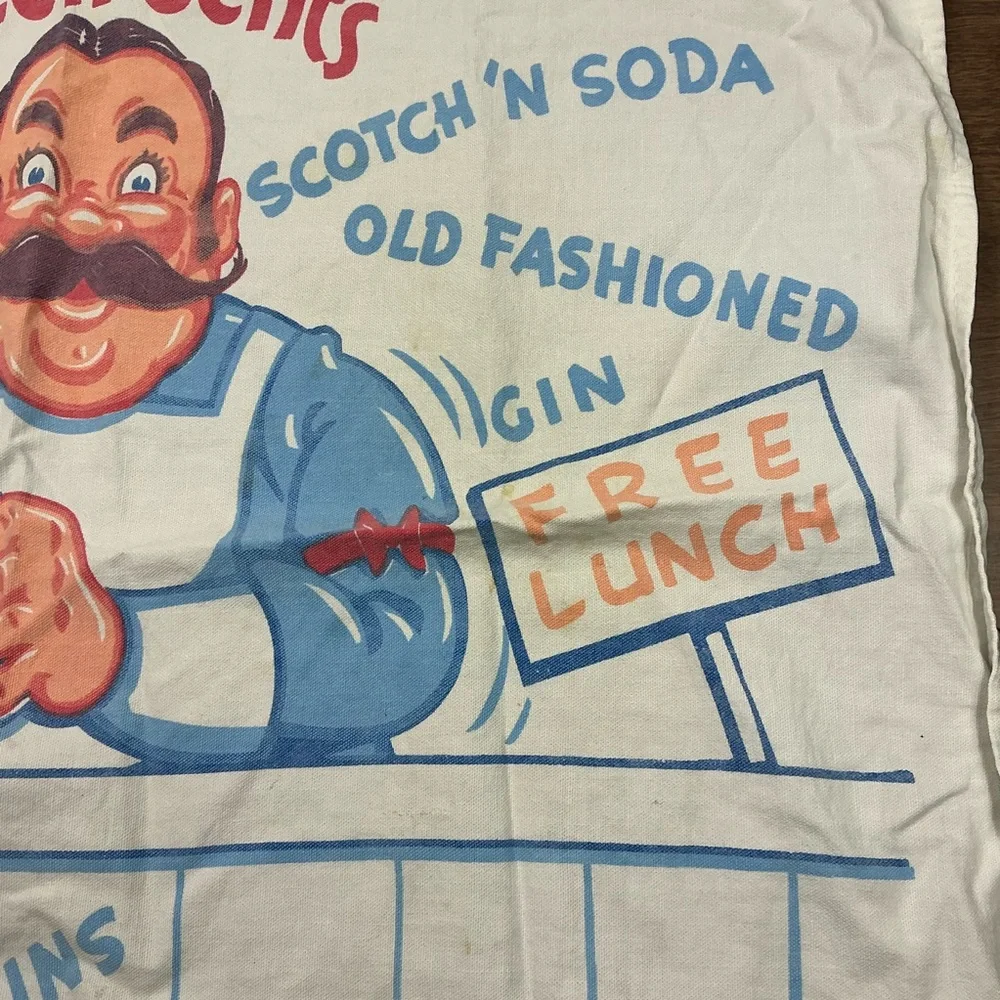Vintage 1950s Bartender Novelty Cotton Apron “Name Yer Pizen Gents” 36